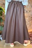 Made in Italy Runa Leather Look Skirt Chocolate